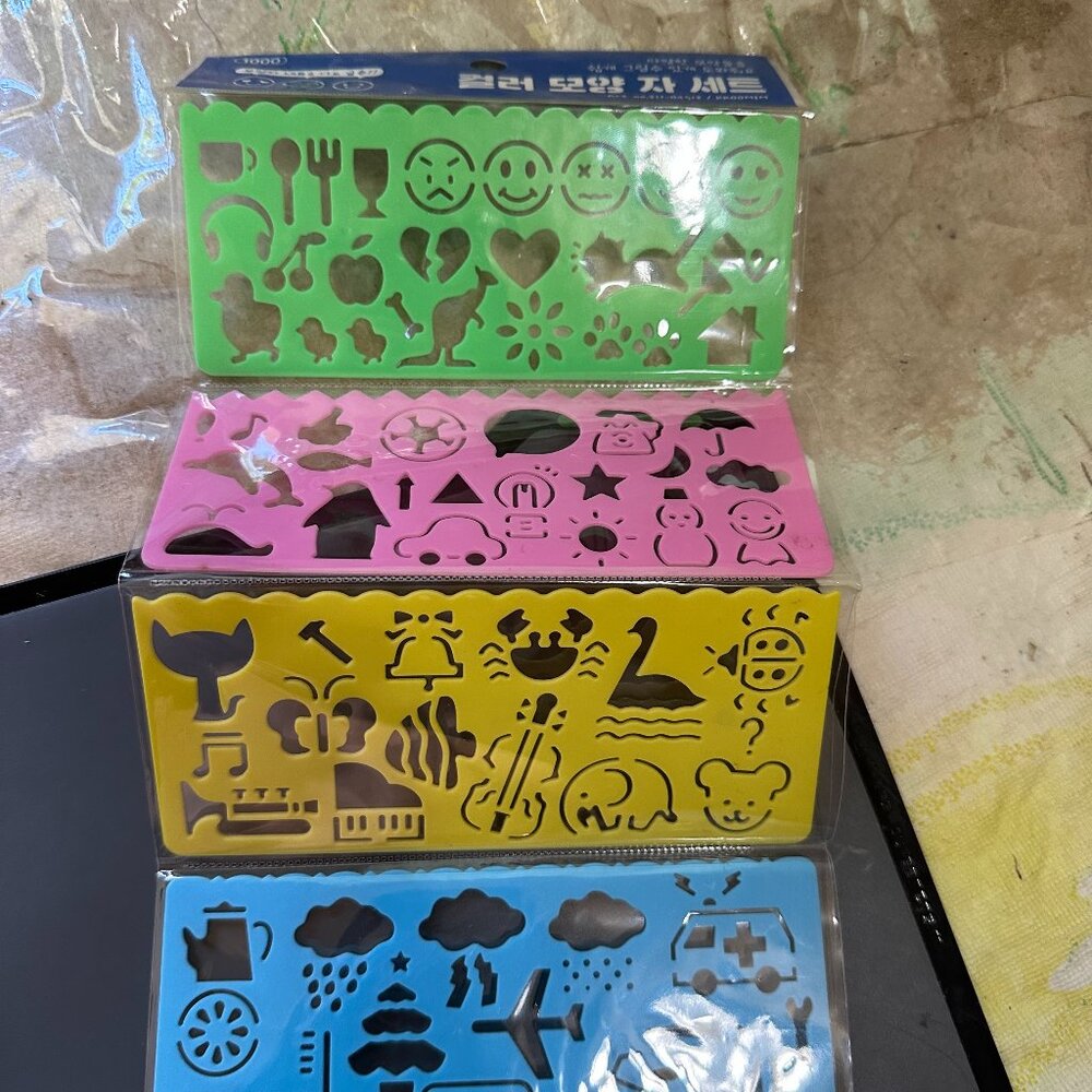 New Sealed KKOOMIM Korean Stencils Tracer Rulers 4 in Package